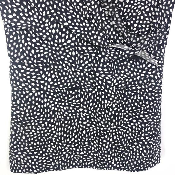 Whbm Top Womens Small Ruffle Front V Neck Short Sleeve Fitted Polka Dots - Picture 3 of 11